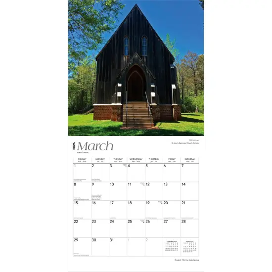 Sweet Home Alabama | Alabama Places | 2026 12 x 24 Inch (Hanging) Monthly Square Wall Calendar | Plastic-Free {3}