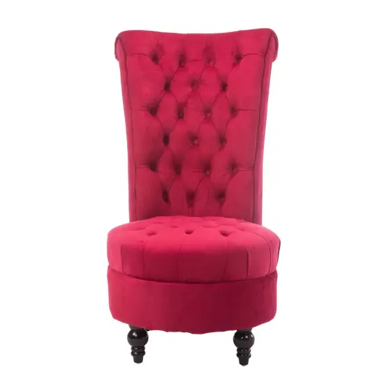 Rich Red Velvet Tufted High Back Accent Chair with Birch Wood Frame and Padded Cushion {4}