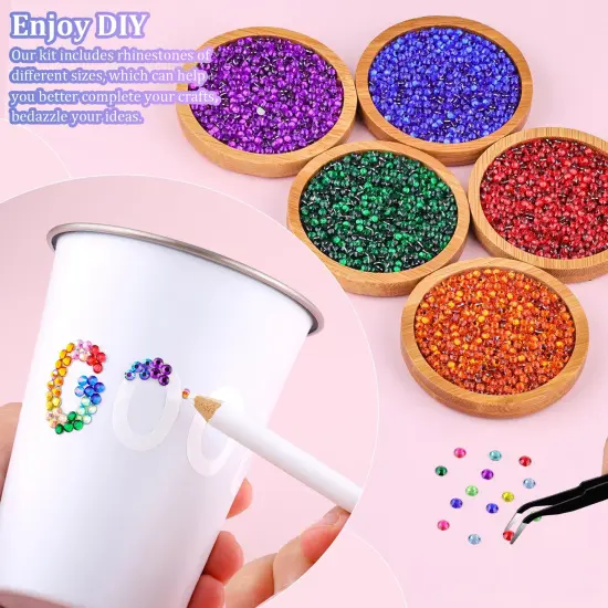 24000Pcs 3mm Resin Rhinestones with 3Pcs 10ml B7000 Jewelry Glue - Multicolored {3}