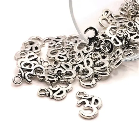 Silver Om/Ohm Symbol Charms, 16x11mm {1}
