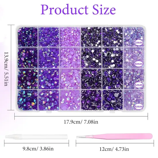 18000 Pcs Purple Jelly Flatback Rhinestones - 3-6MM {2}
