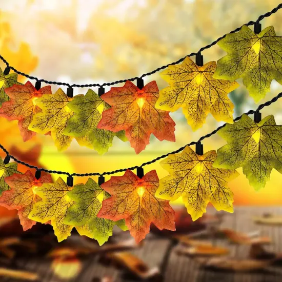 Autumn Maple Leaves Decoration Lights - 35 LED leaf string {1}