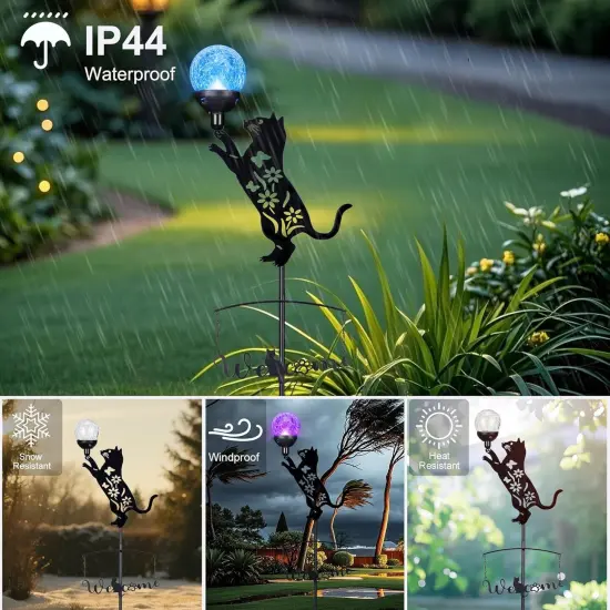 Cat Solar Lights Outdoor Garden,40&rdquo; Silhouette Black Cat {6}