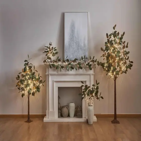 Lighted Magnolia Garland Timer 6FT 80 LED {4}