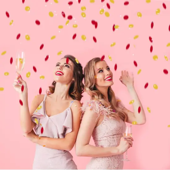 300Pcs Glitter Gold and Red Table confetti {5}