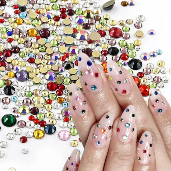 1140Pcs Colorful Flatback Rhinestones Nail Charms {1}