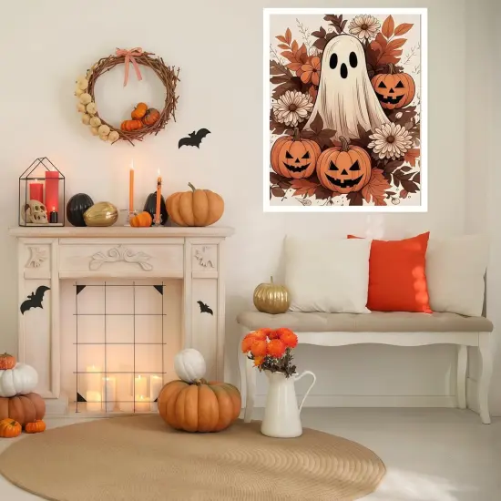 5D Halloween Pumpkin Ghost Diamond Painting Kits - 12x16 Inch {3}
