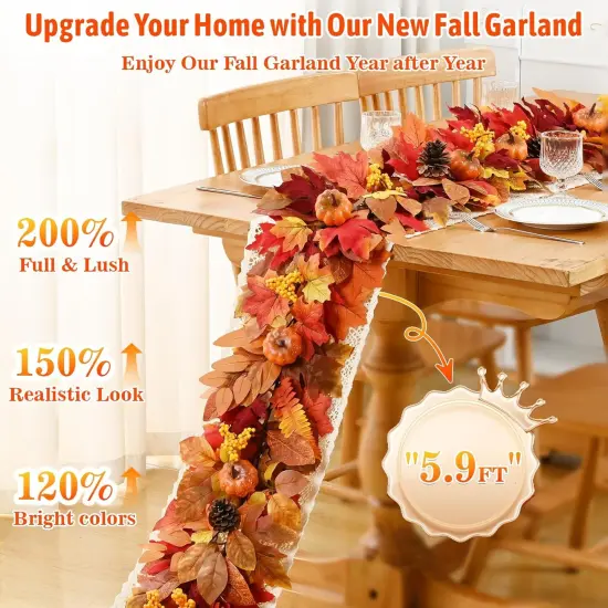 1 Pack Fall Leaves Garland - 5.9FT {2}