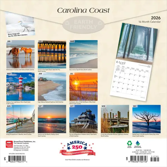 Carolina Coast | 2026 12 x 24 Inch (Hanging) Monthly Square Wall Calendar | Plastic-Free {2}