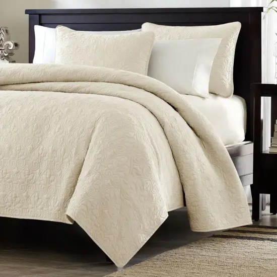 Reversible Quilted Coverlet Set with Shams Soft Cotton Microsuede Fabric {6}