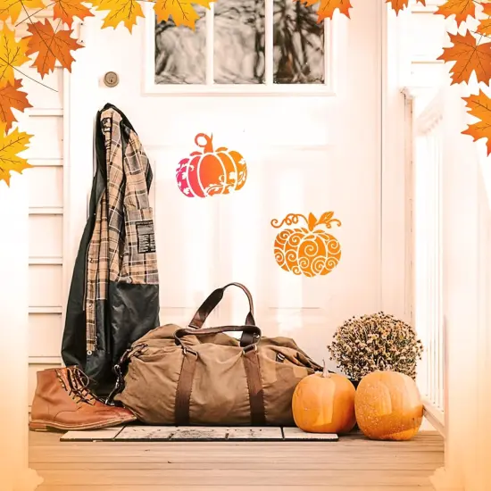 8 Pcs Pumpkin Stencils 8 x 8 Inch Fall Stencils Reusable Thanksgiving {4}