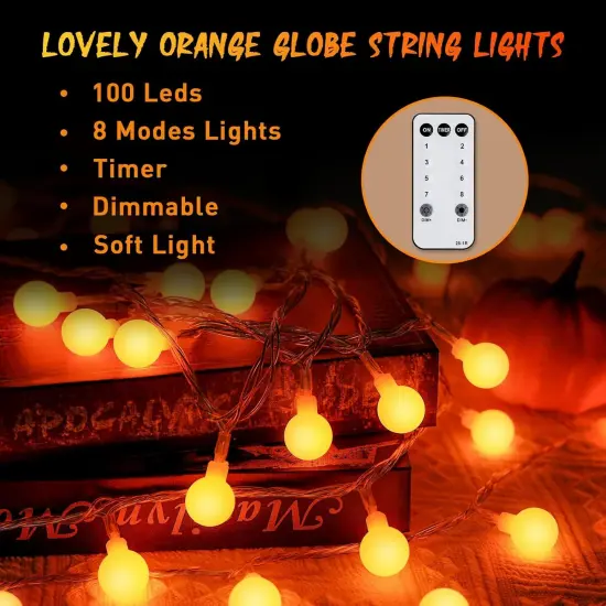 Christmas Orange String Lights - 100 LED ,33FT, 8 Modes {5}