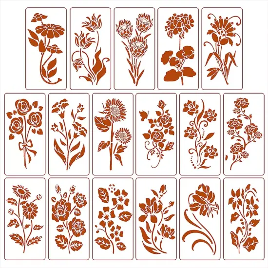 17pcs - Flower Stencils for Painting,Stencils for Crafts Reusable {1}
