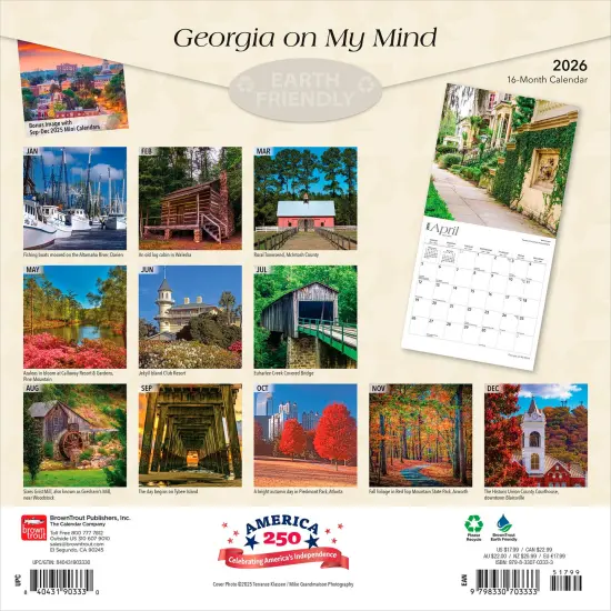 Georgia on My Mind | 2026 12 x 24 Inch (Hanging) Monthly Square Wall Calendar | Plastic-Free {2}