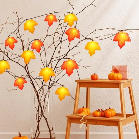 LED Fall String Lights Orange Yellow Leaf Lights {3}