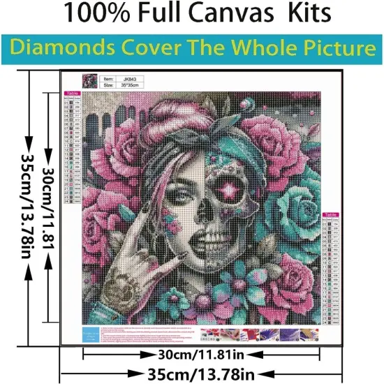 5D Skull Flower Diamond Painting Kits - 13.7x13.7 Inch {4}