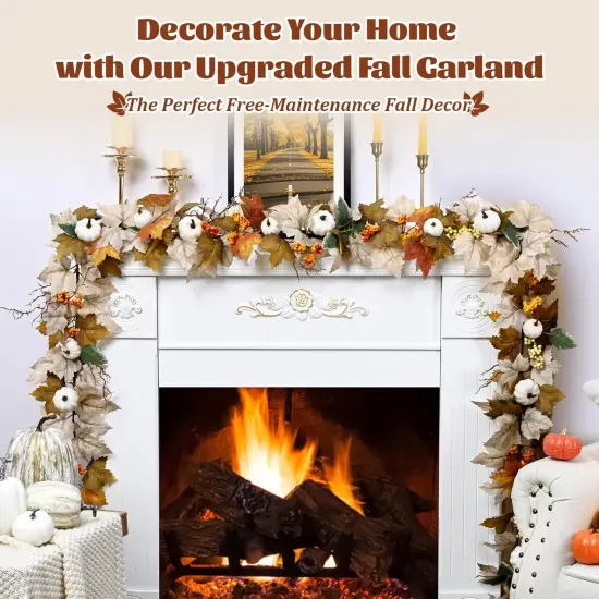 1 Pack 6 Ft Fall Leaves Garland with Lights {3}