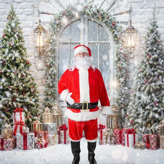 Plus Size Mens Santa Suit Velour Jacket, Pants, Hat, Beard and Belt Set {6}