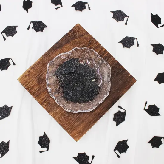 200PC Black Grad Cap Graduation Confetti for Table Glitter {3}