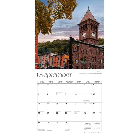 Commonwealth of Pennsylvania | Pennsylvania Places | 2026 12 x 24 Inch (Hanging) Monthly Square Wall Calendar | Plastic-Free {4}