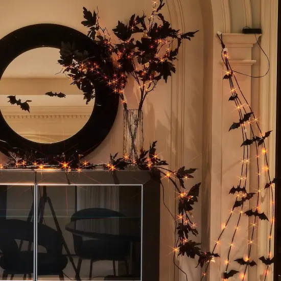 Lighted Halloween Maple Leaf Garland {3}