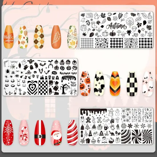 6Pcs All Holiday Nail Art Plates {3}