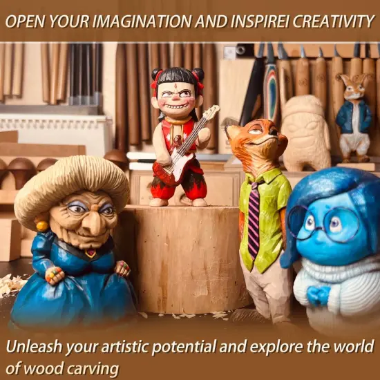 21Pcs Wood Carving Tools with Leather Storage Bag {2}