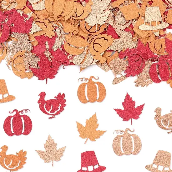 200pcs Thanksgiving Pumpkin Glitter Confetti - Hats {1}