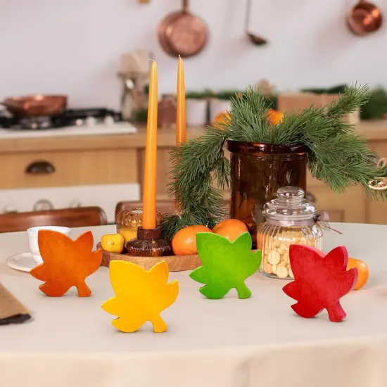 4 PCS Autumn Harvest Wooden Maple Leaves Table Decoration {2}