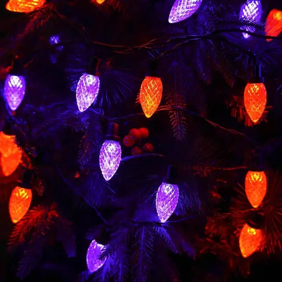 98FT 2PK 100LED Orange and Purple C9 Halloween Lights {5}