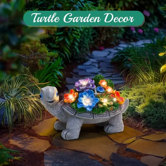Turtle Statue Solar Lights Outdoor Garden Decor {4}