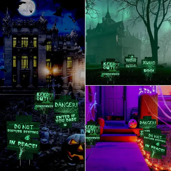 6 Pcs Halloween Decorations Glow in Dark Yard Sign {5}