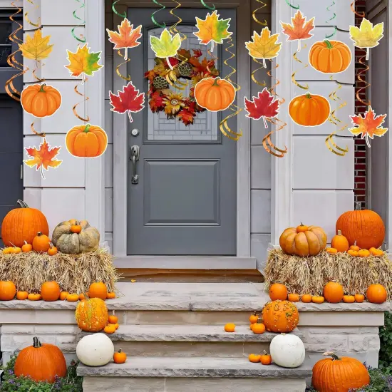 30 Pcs Fall Pumpkin Maple Leaf Hanging Swirls {5}