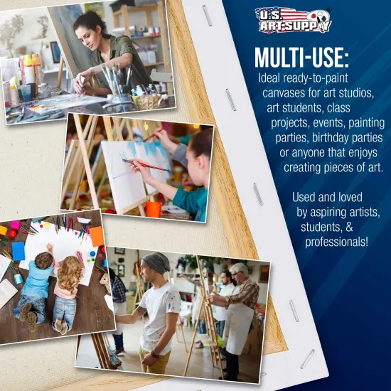 16 x 20 inch Stretched Canvas Super Value 20-Pack - Triple Primed Professional Artist Quality White Blank 5/8" Profile, 100% Cotton {5}