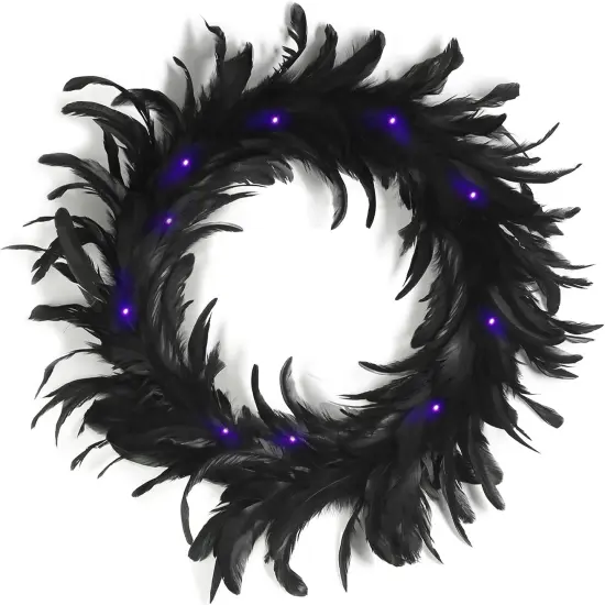 15.7 Inch Black Feather Wreath {1}