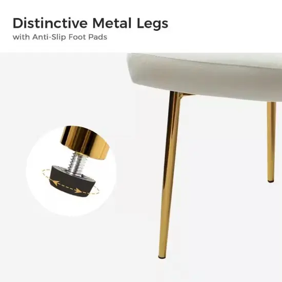 Velvet Upholstered Wingback Armless Side Chair with Gold Metal Legs for Living Room or Dining Ivory {4}