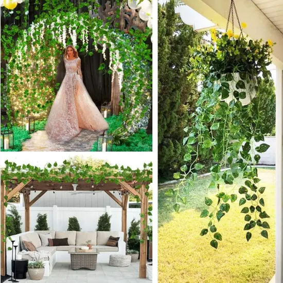 84ft Artificial Vines Greenery Garland Scindapsus {5}