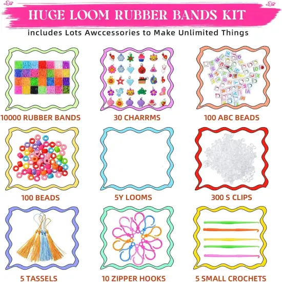 11000+ Rubber Band Bracelet Kit &ndash; 28 Colors Loom Bands Set with Loom Board & Tools &ndash; Friendship Bracelet Making Kit for Kids {2}