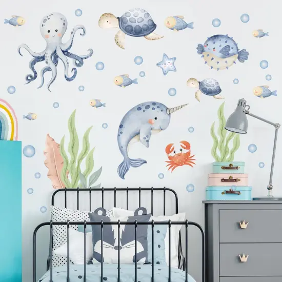 Under The Sea Whales Wall Decal Stickers - Whales Wall Decal Stickers {3}