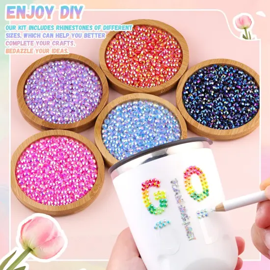 13000Pcs 4mm Flatback Resin Rhinestones &ndash; Jelly Multicolored Gems with B7000 Glue {3}