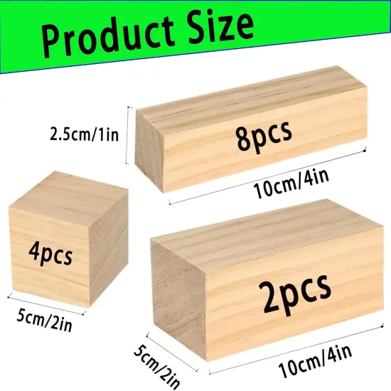 14Pcs Basswood Carving Blocks (2x2x2,4x1x1,4x2x2) in {2}