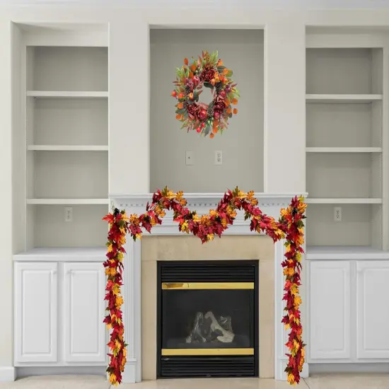 6 Ft Lighted Fall Garland - 35 Warm White LED with Timer {3}