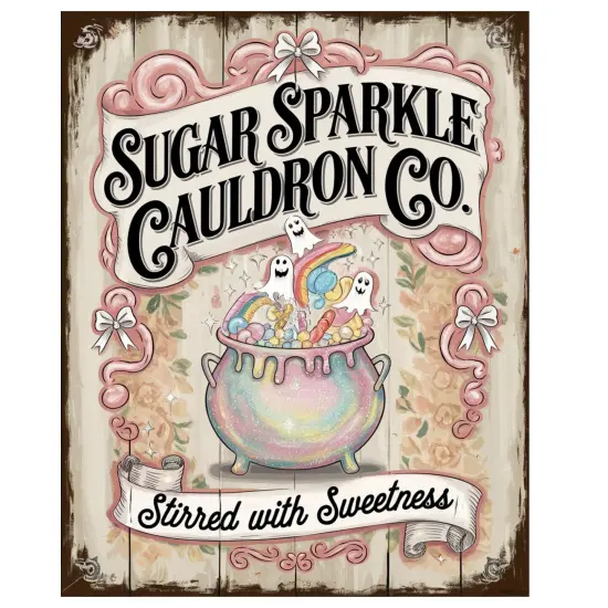 Sugar Sparkle Cauldron Co Halloween Sign {1}