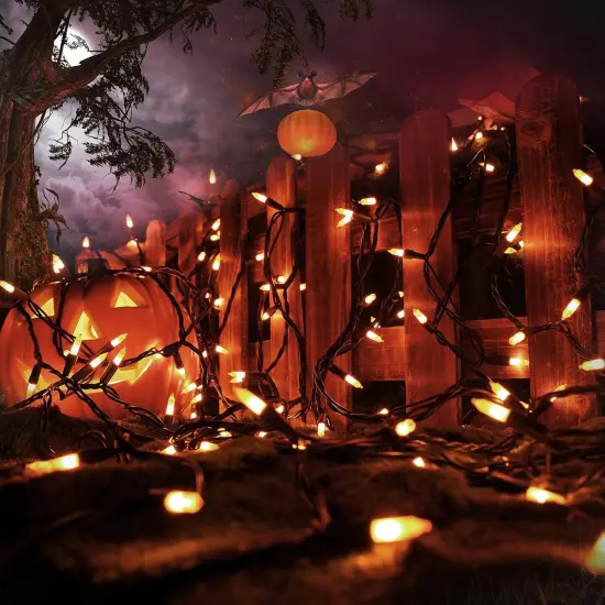 25ft Orange 100 Count Incandescent Halloween String Lights {5}