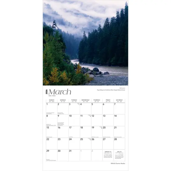 Alaska Wild & Scenic | 2026 12 x 24 Inch (Hanging) Monthly Square Wall Calendar | Plastic-Free {3}