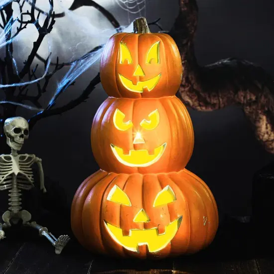 Halloween Pumpkin Lantern Decoration with LED Bulbs Lights {1}