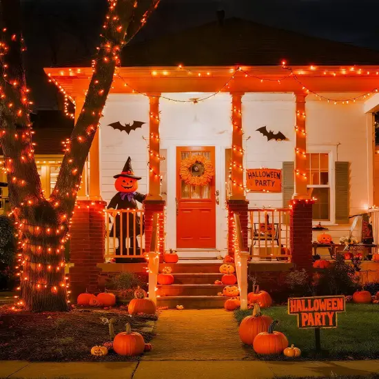 173ft 500 LED Orange Halloween String Lights Plug in {2}