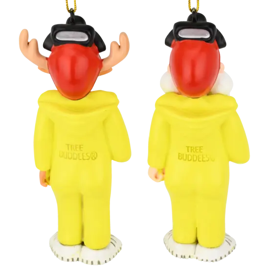 Tree Buddees Breaking Bulbs Christmas Ornaments 2 Pack Funny Parody Santa & Reindeer in Hazmat Suits {5}