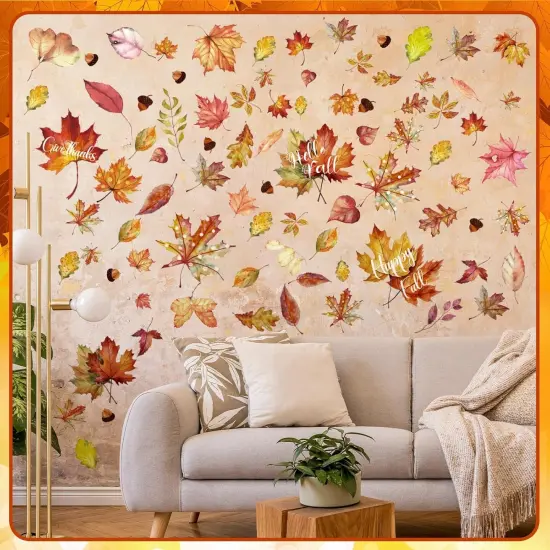 6 Sheets Thanksgiving Fall Wall Sticker Decorations - Maple Leaf {1}