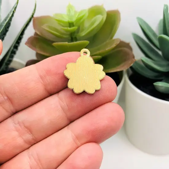 Yellow and Gold Cherry Blossom Flower Charms, 20.5x17.5mm {3}